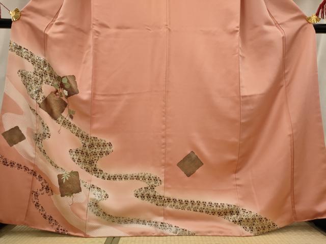 平和屋着物■訪問着 駒刺繍 流水花文 暈し染め 金銀彩 金糸 正絹 逸品 AABI6367st