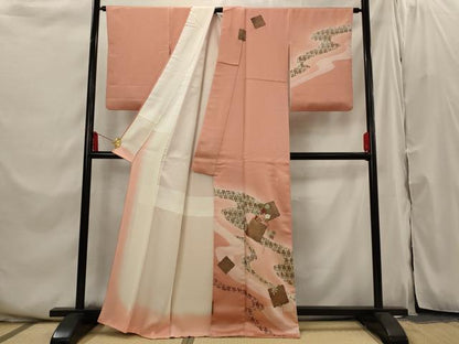 平和屋着物■訪問着 駒刺繍 流水花文 暈し染め 金銀彩 金糸 正絹 逸品 AABI6367st