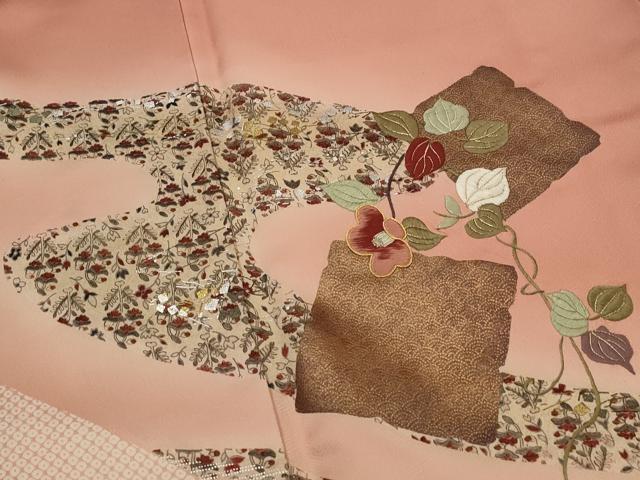 平和屋着物■訪問着 駒刺繍 流水花文 暈し染め 金銀彩 金糸 正絹 逸品 AABI6367st