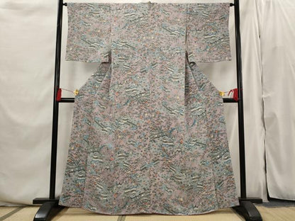 平和屋着物■上質な小紋 風景花文 正絹 逸品 AABI6368st