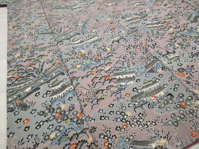 平和屋着物■上質な小紋 風景花文 正絹 逸品 AABI6368st