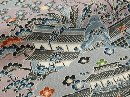 平和屋着物■上質な小紋 風景花文 正絹 逸品 AABI6368st