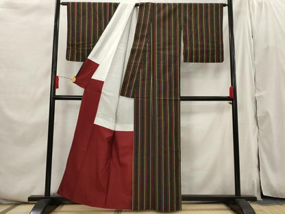 平和屋着物■上質な紬　間道　正絹　逸品　AABI6369st