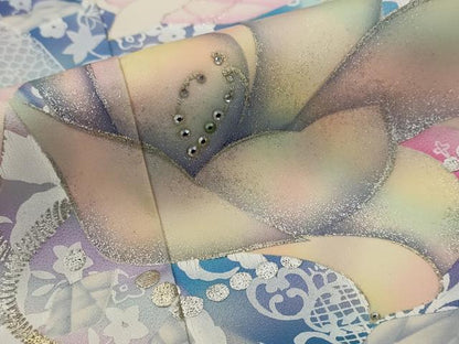 平和屋着物■豪華振袖　草花文　暈し染め　銀彩　正絹　逸品　AABI6370st