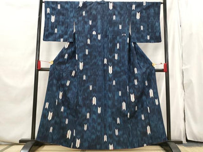 平和屋着物■上質な紬　矢絣文様　さが美扱い　正絹　逸品　AABI6371st
