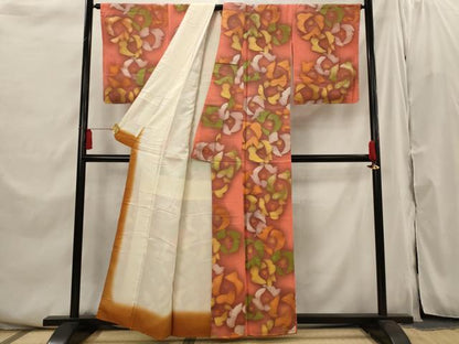 平和屋着物■上質な小紋　地紋起こし　花繋文　暈し染め　正絹　逸品　未使用　AABI6374st