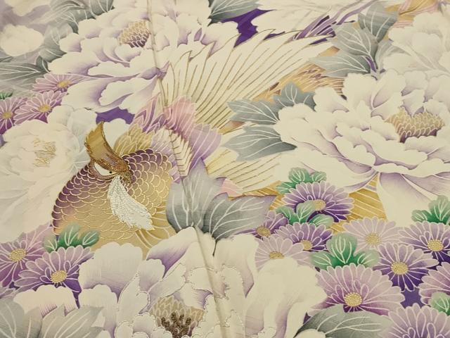 平和屋着物□豪華振袖 駒刺繍 花鳥文 暈し染め 金彩 正絹 逸品