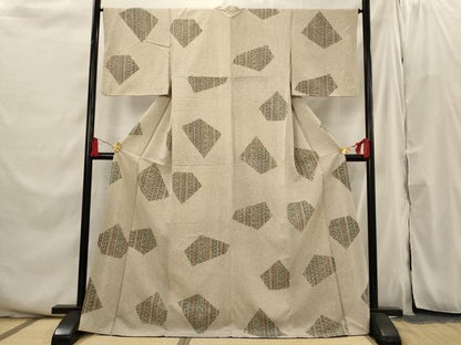 平和屋着物■上質な小紋 草花間道 ロング丈 正絹 逸品 AABI6381st