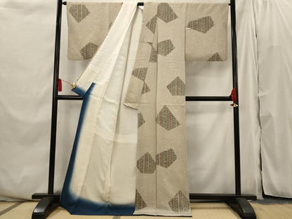 平和屋着物■上質な小紋 草花間道 ロング丈 正絹 逸品 AABI6381st