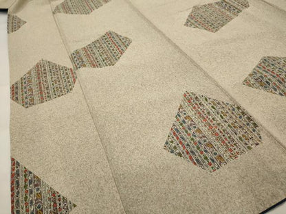 平和屋着物■上質な小紋 草花間道 ロング丈 正絹 逸品 AABI6381st