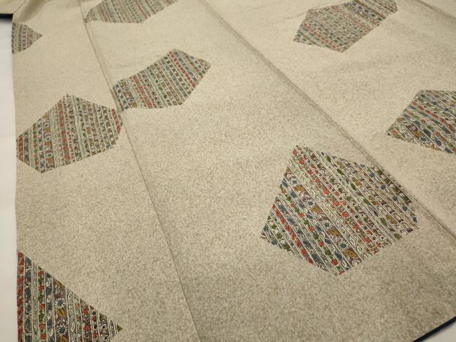平和屋着物■上質な小紋 草花間道 ロング丈 正絹 逸品 AABI6381st