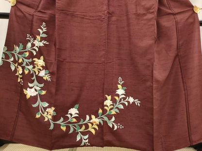 平和屋着物■訪問着　紬地　更紗花文　正絹　逸品　AABI6384st