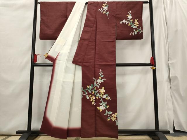 平和屋着物■訪問着　紬地　更紗花文　正絹　逸品　AABI6384st
