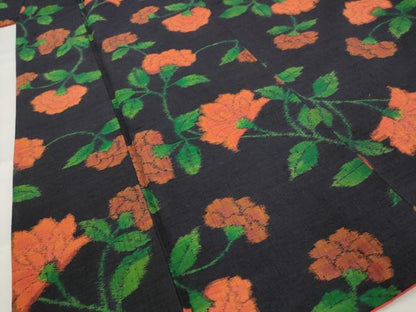 平和屋着物■上質な紬　更紗花文　正絹　逸品　AABI6387st