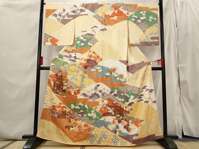 平和屋着物■訪問着 駒刺繍 吉祥貝桶花文 金彩 正絹 逸品 AABI6395st