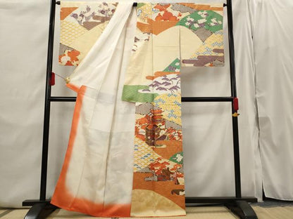 平和屋着物■訪問着 駒刺繍 吉祥貝桶花文 金彩 正絹 逸品 AABI6395st