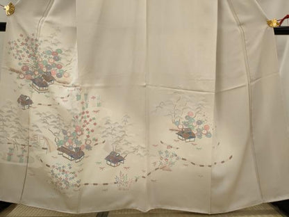 平和屋着物■訪問着 風景花文 暈し染め 正絹 逸品 AABI6397st