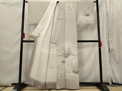 平和屋着物■訪問着 風景花文 暈し染め 正絹 逸品 AABI6397st