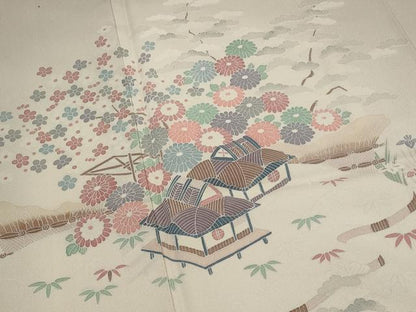平和屋着物■訪問着 風景花文 暈し染め 正絹 逸品 AABI6397st
