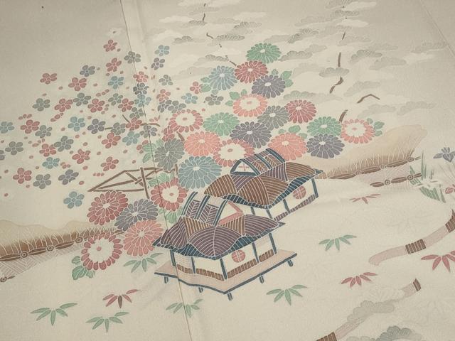 平和屋着物■訪問着 風景花文 暈し染め 正絹 逸品 AABI6397st