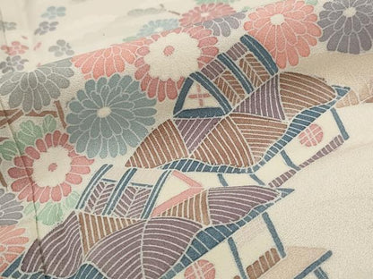 平和屋着物■訪問着 風景花文 暈し染め 正絹 逸品 AABI6397st