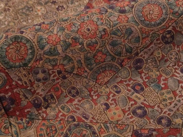 平和屋着物■上質な紬　切り嵌め更紗花文　正絹　逸品　AABI6399st 平和屋着物□上質な紬 切り嵌め更紗花文 正絹 逸品 AABI6399st