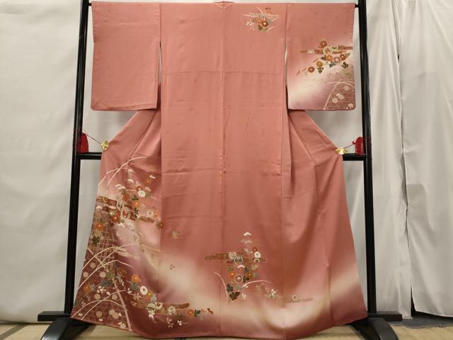 平和屋着物■訪問着 エ霞花文 暈し染め 金彩 正絹 逸品 AABI6400st