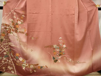 平和屋着物■訪問着 エ霞花文 暈し染め 金彩 正絹 逸品 AABI6400st