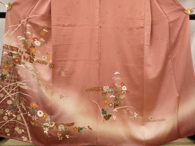 平和屋着物■訪問着 エ霞花文 暈し染め 金彩 正絹 逸品 AABI6400st