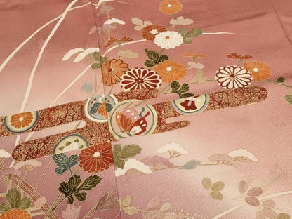 平和屋着物■訪問着 エ霞花文 暈し染め 金彩 正絹 逸品 AABI6400st