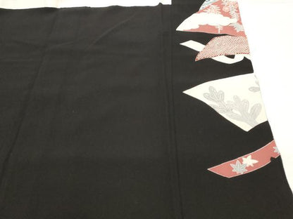 平和屋着物■豪華黒留袖 駒刺繍 熨斗花文 金彩 正絹 逸品 AABI6402st