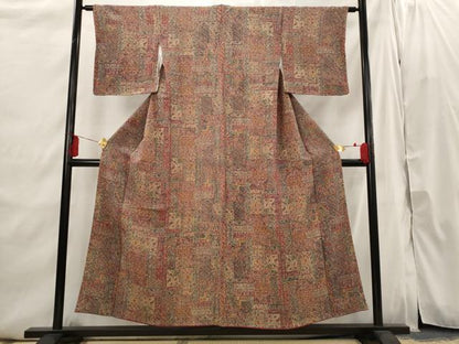 平和屋着物■上質な小紋 更紗花文 正絹 逸品 AABI6407st