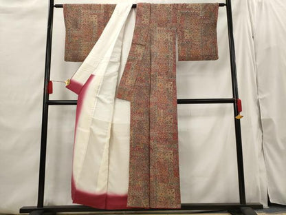 平和屋着物■上質な小紋 更紗花文 正絹 逸品 AABI6407st