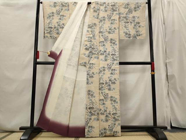 平和屋着物■上質な紬　風景楓文　正絹　逸品　AABI6408st