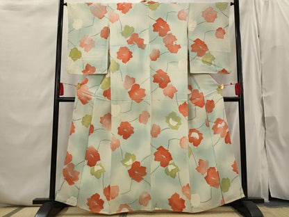 平和屋着物■上質な小紋 地紋起こし 枝花文 暈し染め 正絹 逸品 AABI6409st