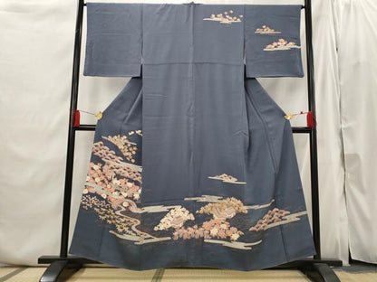 平和屋着物■訪問着　刺繍　風景花文　正絹　逸品　AABI6410st