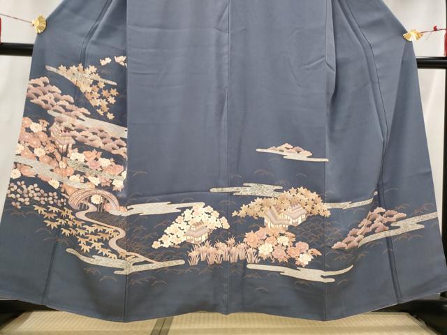 平和屋着物■訪問着　刺繍　風景花文　正絹　逸品　AABI6410st