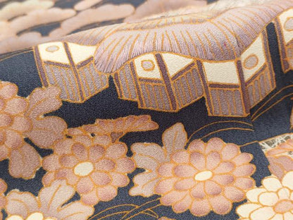 平和屋着物■訪問着　刺繍　風景花文　正絹　逸品　AABI6410st