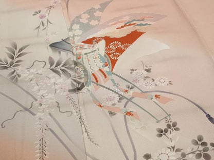 平和屋着物■訪問着 刺繍 御所車花文 暈し染め 金彩 松坂屋扱い 正絹 逸品 AABI6417st