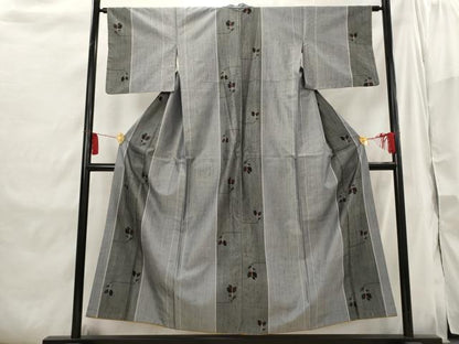 平和屋着物■上質な紬　草花間道　正絹　逸品　AABI6418st