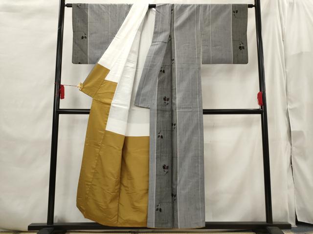平和屋着物■上質な紬　草花間道　正絹　逸品　AABI6418st
