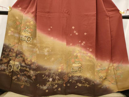 平和屋着物■訪問着　刺繍　花車文　暈し染め　金糸　金彩　正絹　逸品　AABI6420st