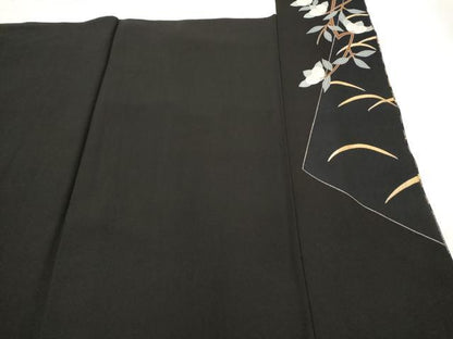 平和屋着物■豪華黒留袖 駒刺繍 鳳凰花文 金銀彩 正絹 逸品 AABI6421st