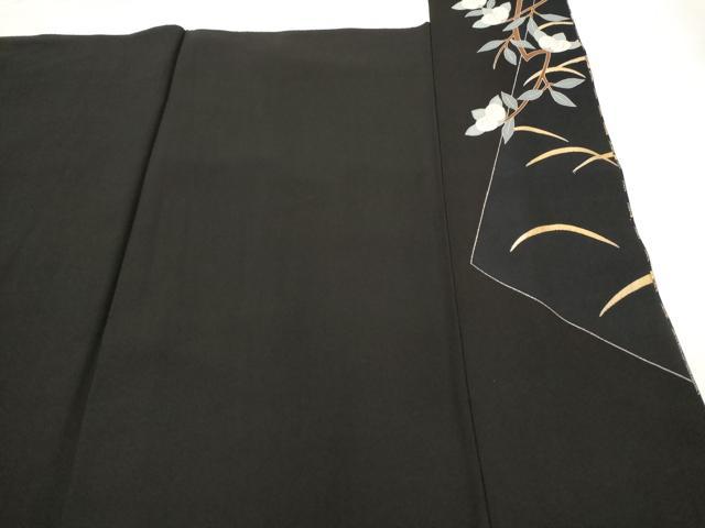 平和屋着物■豪華黒留袖 駒刺繍 鳳凰花文 金銀彩 正絹 逸品 AABI6421st