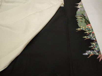 平和屋着物■豪華黒留袖　友禅　作家物　風景文　正絹　逸品　AABI6425st
