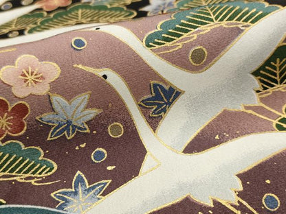 平和屋着物■豪華黒留袖　吉祥飛鶴文　暈し染め　金彩　正絹　逸品　AABI6426st