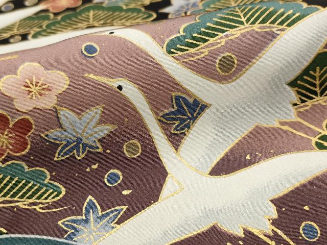 平和屋着物■豪華黒留袖　吉祥飛鶴文　暈し染め　金彩　正絹　逸品　AABI6426st