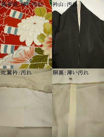 平和屋着物■豪華黒留袖　扇面花鳥文　正絹　逸品　AABI6429st