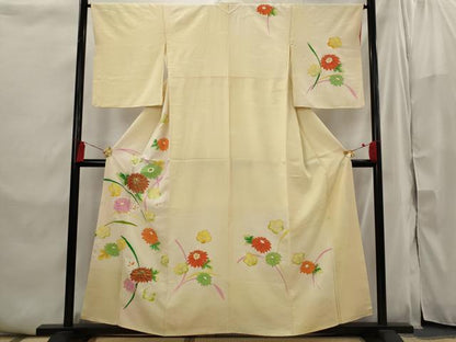 平和屋着物■訪問着　駒刺繍　草花文　暈し染め　金彩　正絹　逸品　AABI6432st
