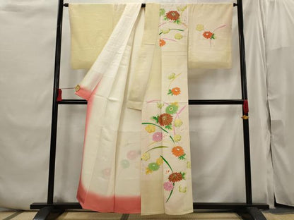 平和屋着物■訪問着　駒刺繍　草花文　暈し染め　金彩　正絹　逸品　AABI6432st